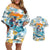 Hawaii Father's Day It's Surfing Time Couples Matching Off Shoulder Short Dress and Hawaiian Shirt Aloha Lā Makuakane