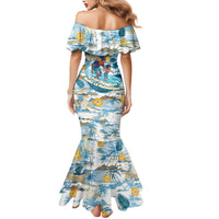 Hawaii Father's Day It's Surfing Time Family Matching Mermaid Dress and Hawaiian Shirt Aloha Lā Makuakane