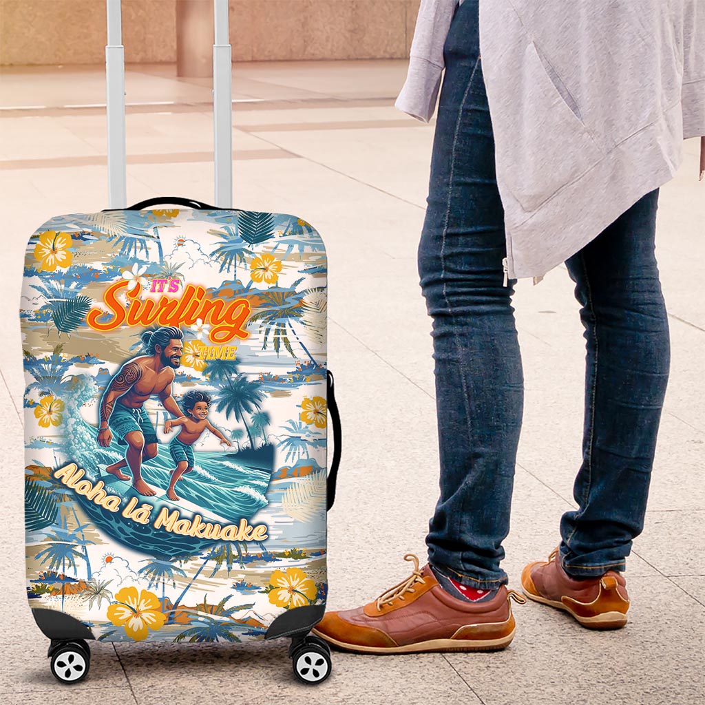 Hawaii Father's Day It's Surfing Time Luggage Cover Aloha Lā Makuakane