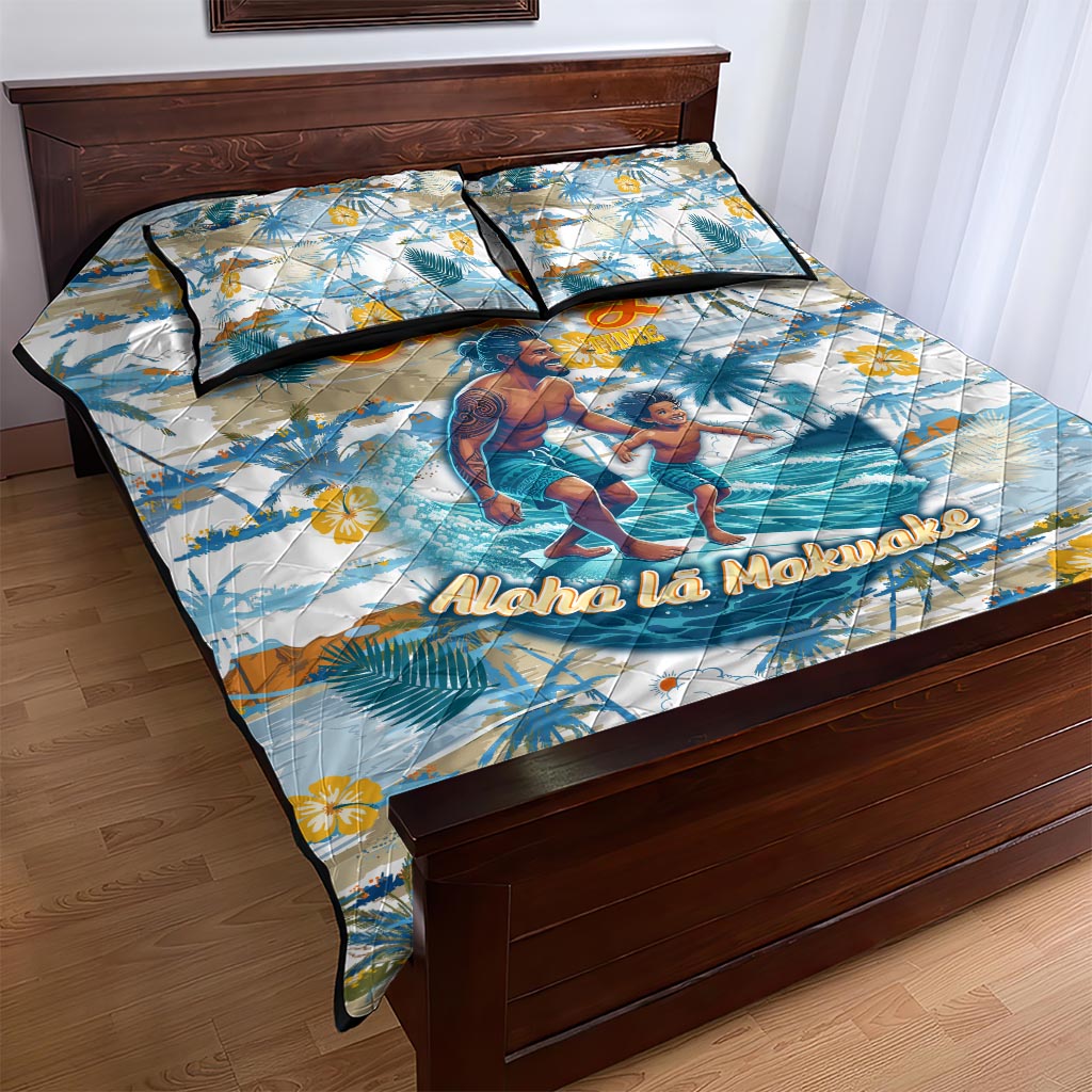 Hawaii Father's Day It's Surfing Time Quilt Bed Set Aloha Lā Makuakane