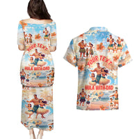 Hawaii Father's Day Couples Matching Puletasi and Hawaiian Shirt Hula With Dad
