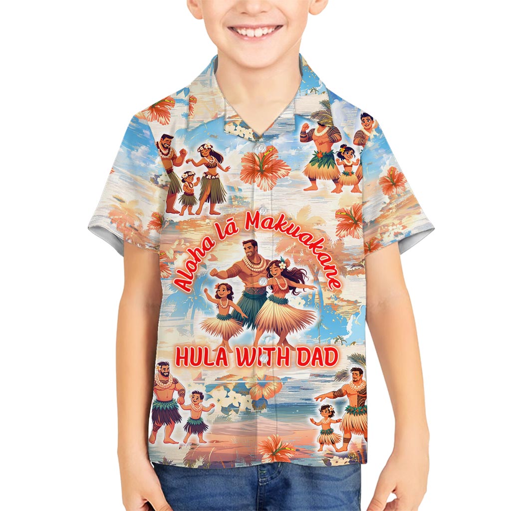 Hawaii Father's Day Family Matching Long Sleeve Bodycon Dress and Hawaiian Shirt Hula With Dad