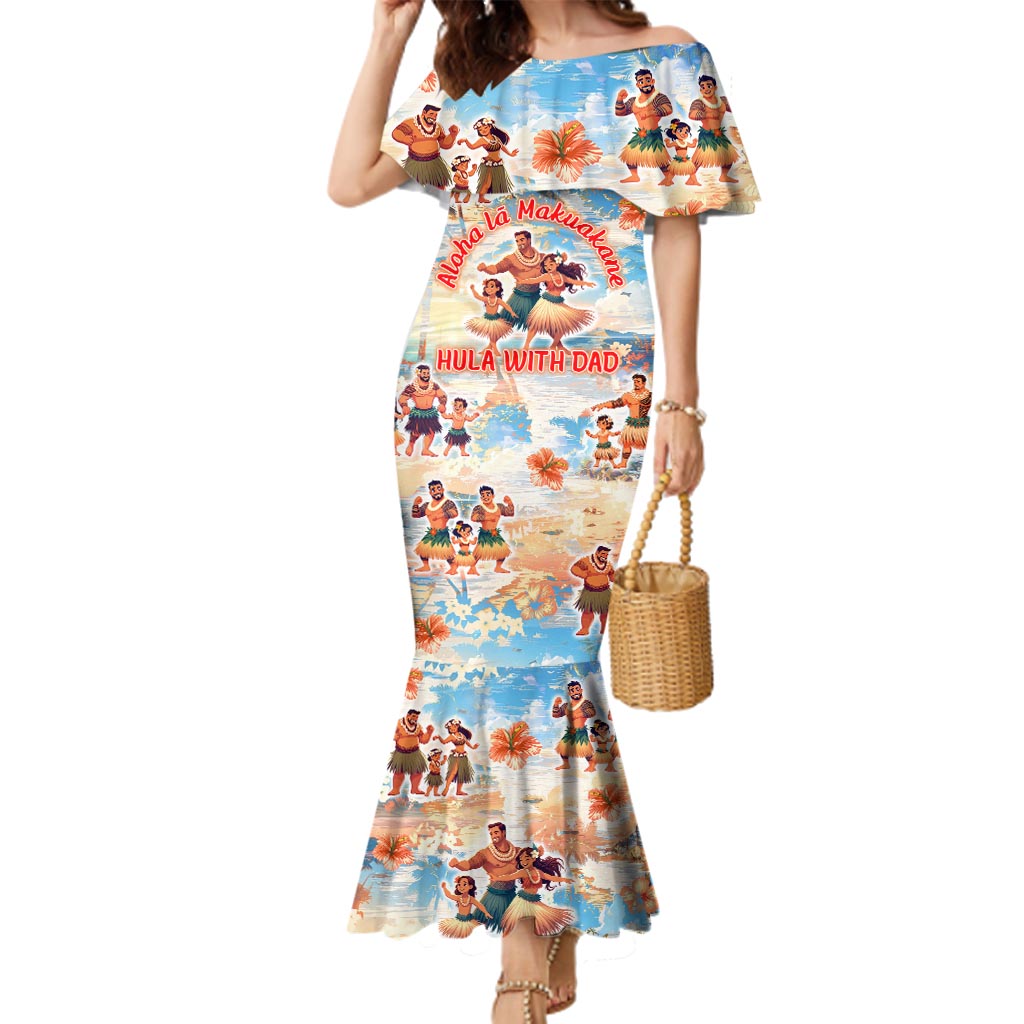 Hawaii Father's Day Family Matching Mermaid Dress and Hawaiian Shirt Hula With Dad