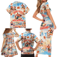 Hawaii Father's Day Family Matching Short Sleeve Bodycon Dress and Hawaiian Shirt Hula With Dad