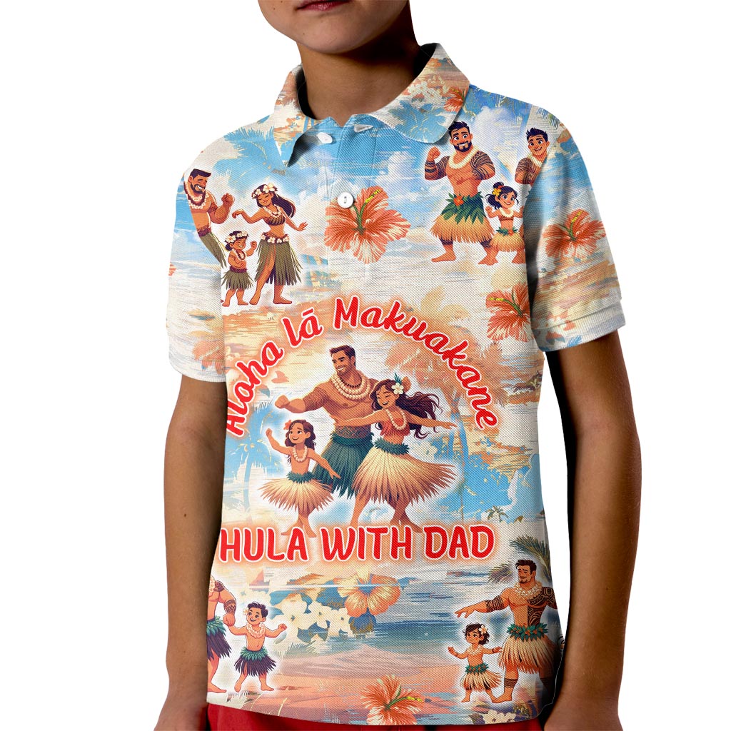 Hawaii Father's Day Kid Polo Shirt Hula With Dad DT02 Kid Art - Polynesian Pride