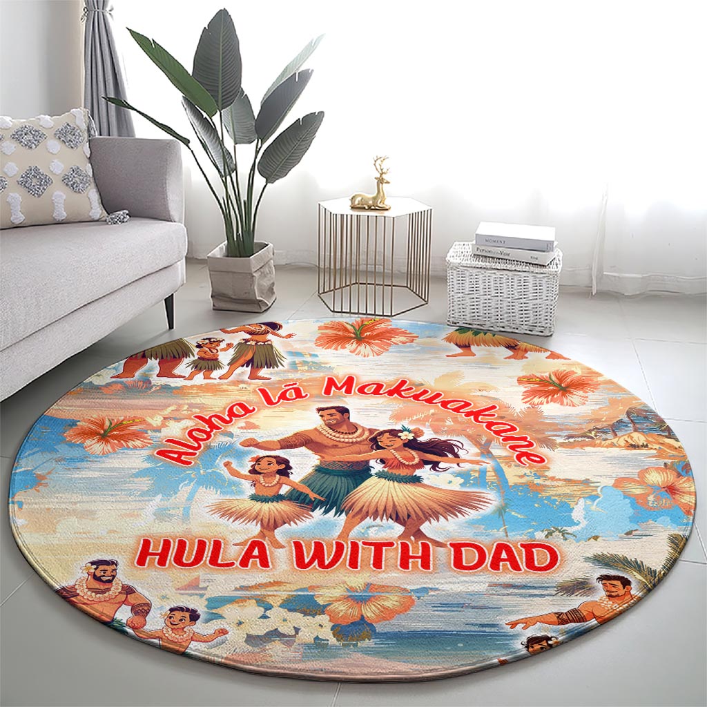 Hawaii Father's Day Round Carpet Hula With Dad DT02 - Polynesian Pride