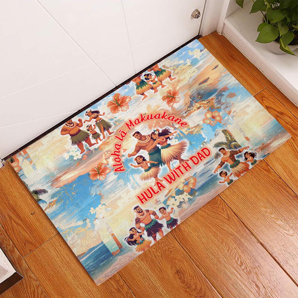 Hawaii Father's Day Rubber Doormat Hula With Dad DT02 - Polynesian Pride