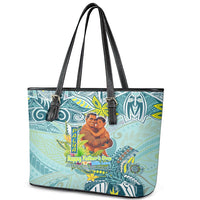 Palau Father's Day Polynesia Leather Tote Bag Dad and Son