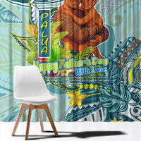 Palau Father's Day Polynesia Window Curtain Dad and Son