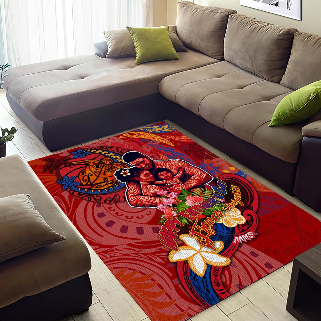 Happy Father's Day French Polynesia Area Rug Family Turtle Hibiscus