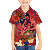 Happy Father's Day French Polynesia Family Matching Puletasi and Hawaiian Shirt Family Turtle Hibiscus DT02 Son's Shirt Red - Polynesian Pride