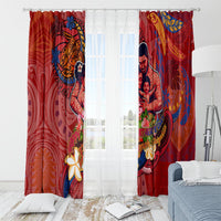 Happy Father's Day French Polynesia Window Curtain Family Turtle Hibiscus