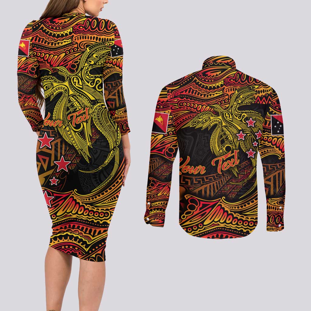 Papua New Guinea 50th Independence Day Couples Matching Long Sleeve Bodycon Dress and Long Sleeve Button Shirt Culture Spirit and Sovereignty