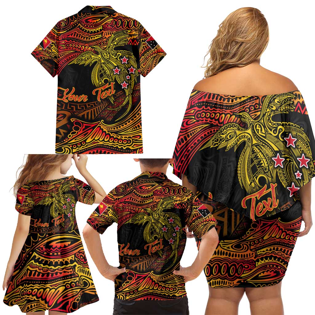 Papua New Guinea 50th Independence Day Family Matching Off Shoulder Short Dress and Hawaiian Shirt Culture Spirit and Sovereignty