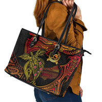 Papua New Guinea 50th Independence Day Leather Tote Bag Culture Spirit and Sovereignty