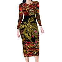 Papua New Guinea 50th Independence Day Long Sleeve Bodycon Dress Culture Spirit and Sovereignty