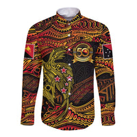 Papua New Guinea 50th Independence Day Long Sleeve Button Shirt Culture Spirit and Sovereignty