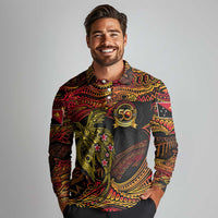 Papua New Guinea 50th Independence Day Long Sleeve Polo Shirt Culture Spirit and Sovereignty