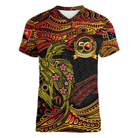 Papua New Guinea 50th Independence Day Women V-Neck T-Shirt Culture Spirit and Sovereignty