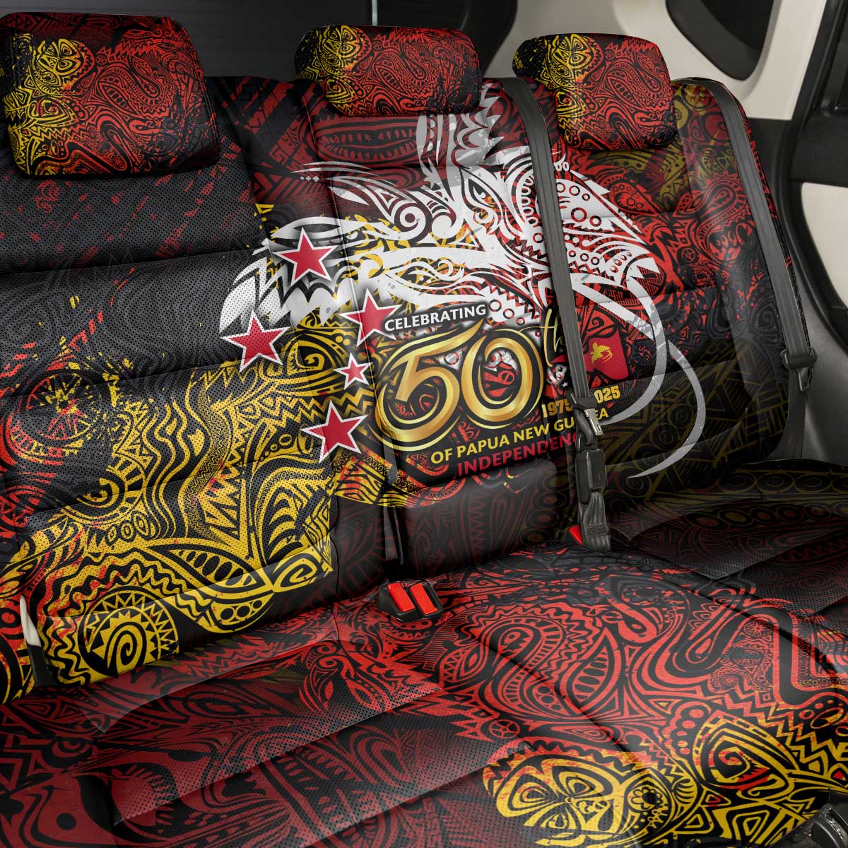 PNG 1975 - 2025 Back Car Seat Cover Papua New Guinea 50th Independence Anniversary