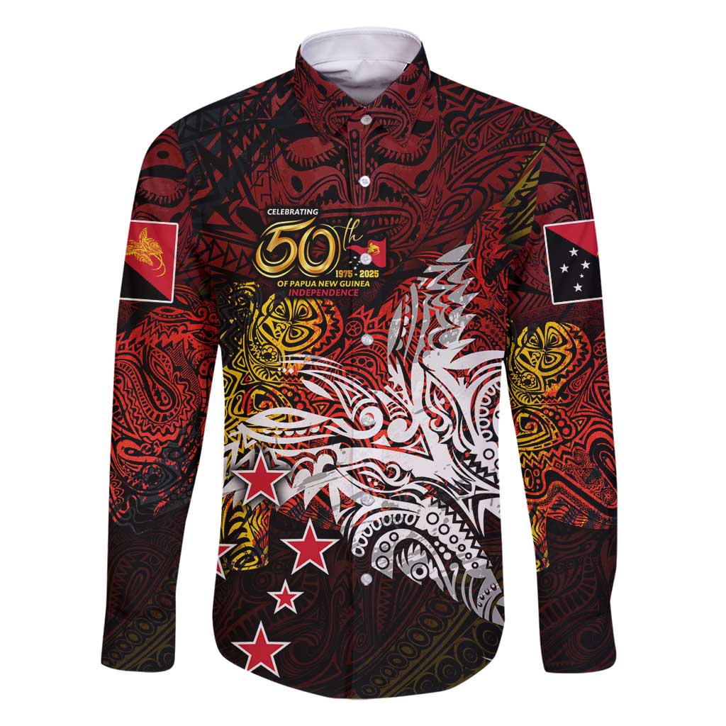PNG 1975 - 2025 Family Matching Long Sleeve Bodycon Dress and Hawaiian Shirt Papua New Guinea 50th Independence Anniversary