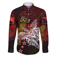 PNG 1975 - 2025 Family Matching Off Shoulder Short Dress and Hawaiian Shirt Papua New Guinea 50th Independence Anniversary