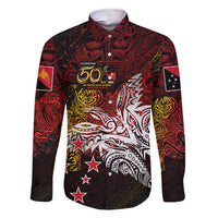 PNG 1975 - 2025 Family Matching Short Sleeve Bodycon Dress and Hawaiian Shirt Papua New Guinea 50th Independence Anniversary