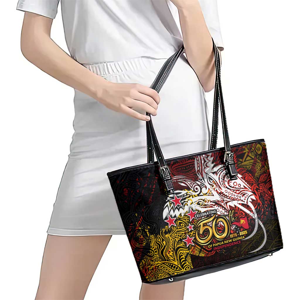 PNG 1975 - 2025 Leather Tote Bag Papua New Guinea 50th Independence Anniversary
