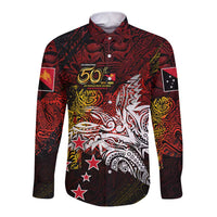 PNG 1975 - 2025 Long Sleeve Button Shirt Papua New Guinea 50th Independence Anniversary