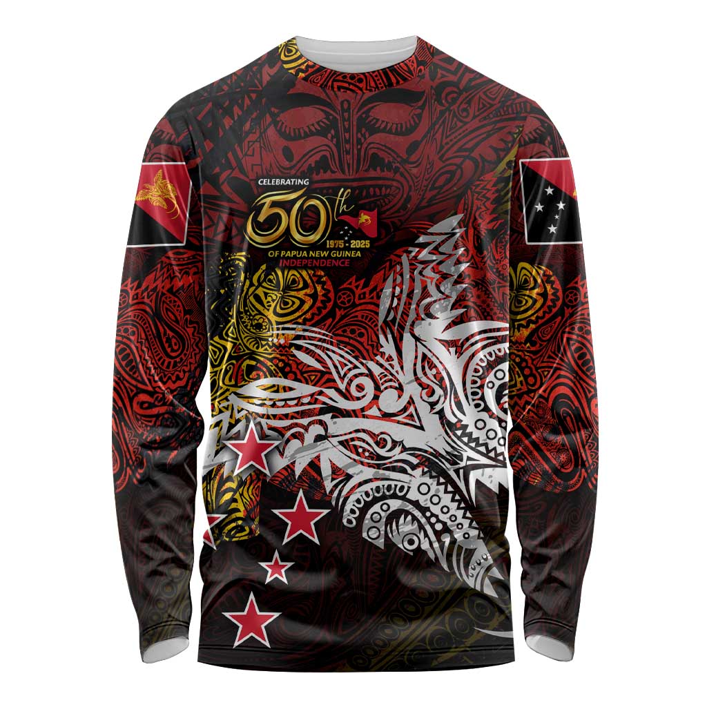 PNG 1975 - 2025 Long Sleeve Shirt Papua New Guinea 50th Independence Anniversary