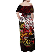 PNG 1975 - 2025 Off Shoulder Maxi Dress Papua New Guinea 50th Independence Anniversary