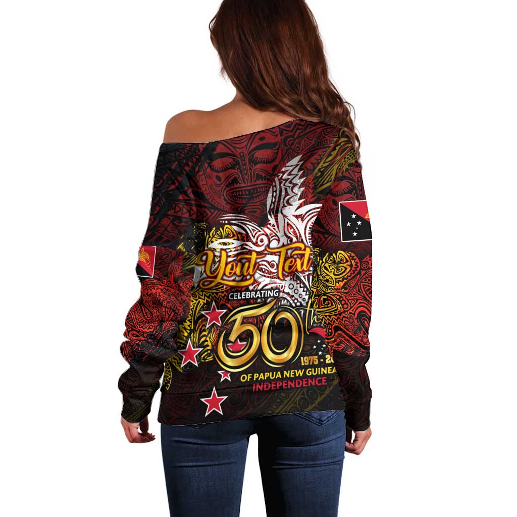 PNG 1975 - 2025 Off Shoulder Sweater Papua New Guinea 50th Independence Anniversary