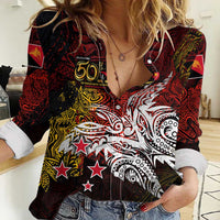 PNG 1975 - 2025 Women Casual Shirt Papua New Guinea 50th Independence Anniversary