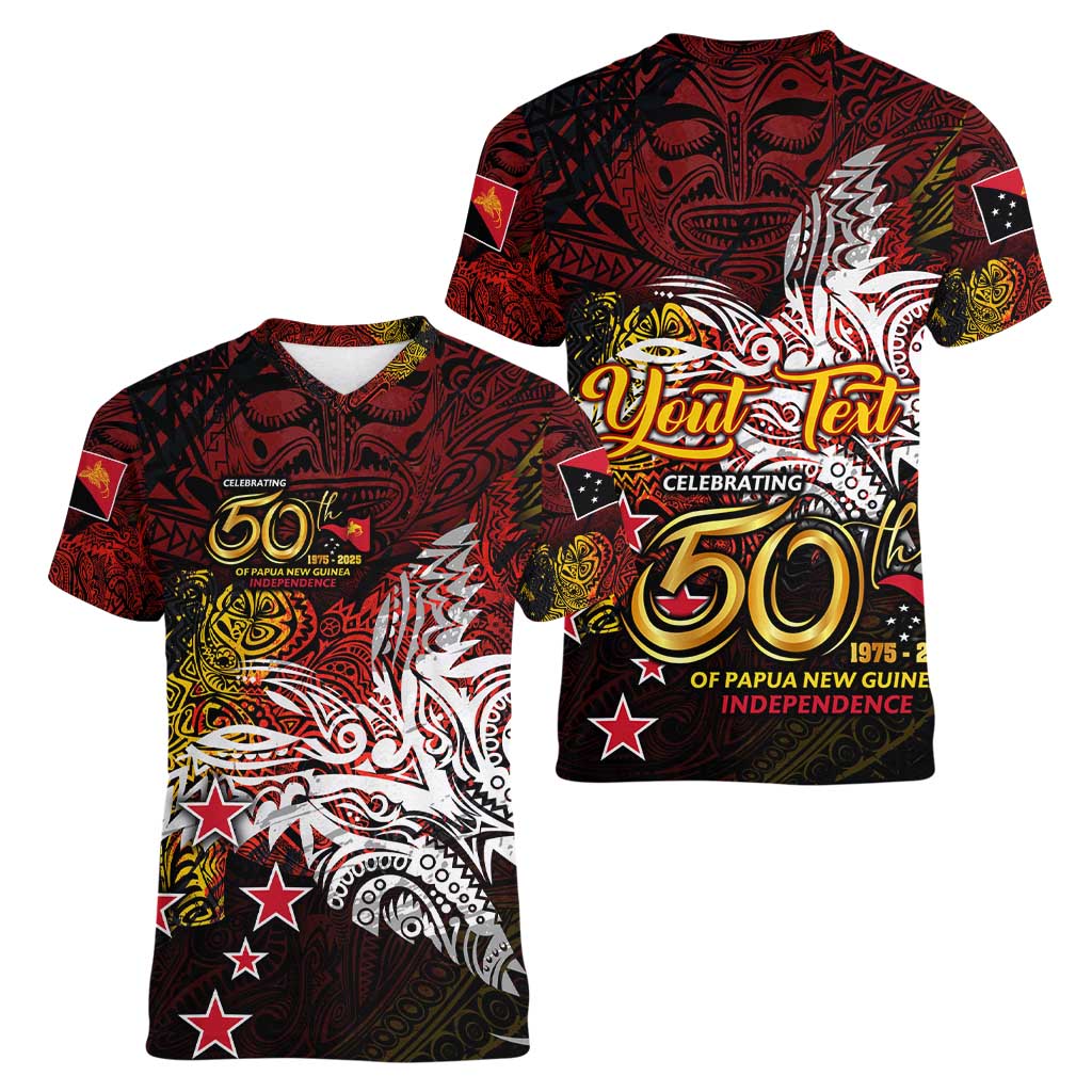 PNG 1975 - 2025 Women V-Neck T-Shirt Papua New Guinea 50th Independence Anniversary