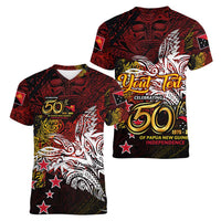 PNG 1975 - 2025 Women V-Neck T-Shirt Papua New Guinea 50th Independence Anniversary