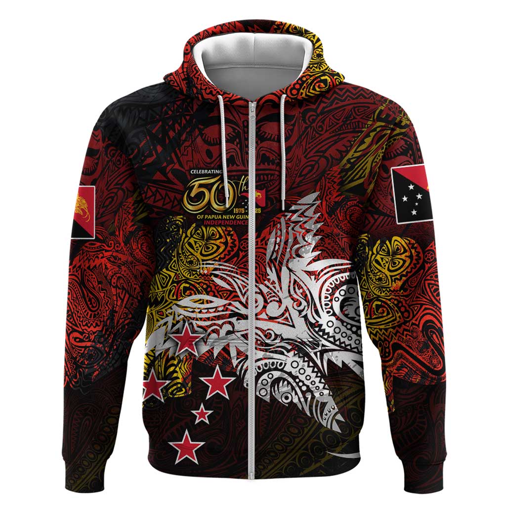 PNG 1975 - 2025 Zip Hoodie Papua New Guinea 50th Independence Anniversary