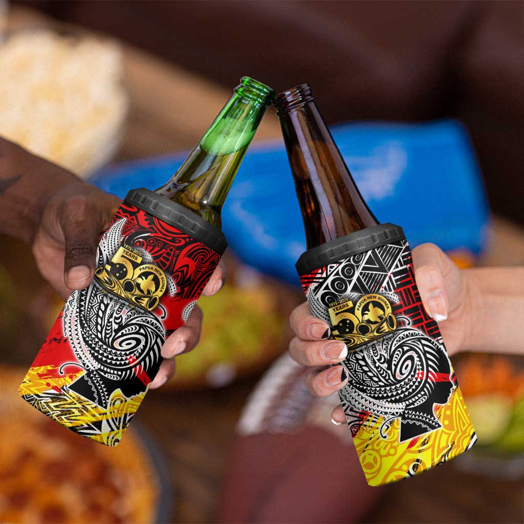 Papua New Guinea 50th Independence Day 4 in 1 Can Cooler Tumbler Celebrate Our History, Inspire Our Future