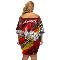 Papua New Guinea 50th Independence Day Family Matching Off Shoulder Short Dress and Hawaiian Shirt Celebrate Our History, Inspire Our Future
