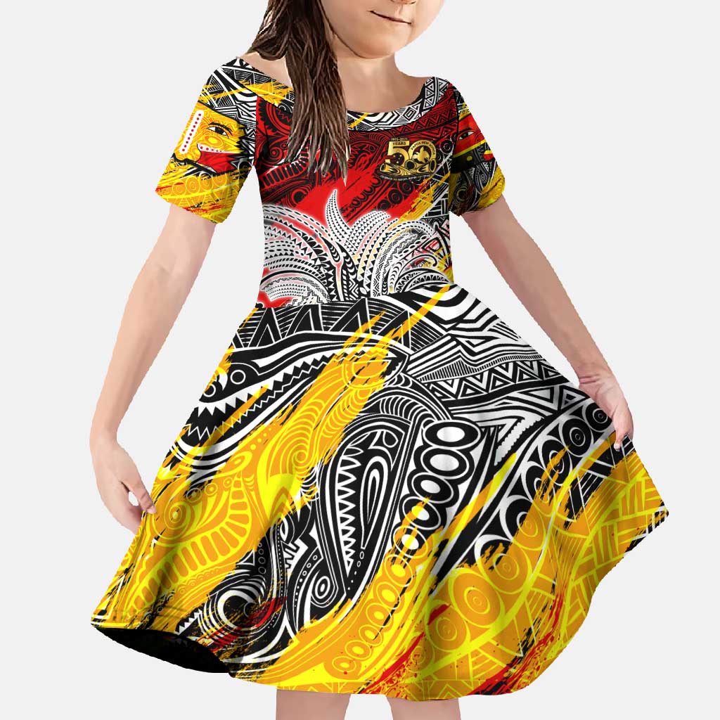 Papua New Guinea 50th Independence Day Family Matching Short Sleeve Bodycon Dress and Hawaiian Shirt Celebrate Our History, Inspire Our Future