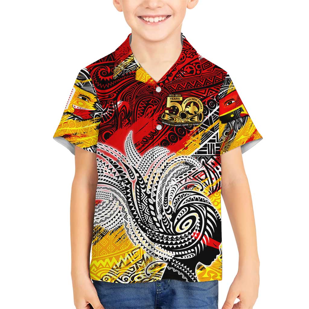 Papua New Guinea 50th Independence Day Family Matching Tank Maxi Dress and Hawaiian Shirt Celebrate Our History, Inspire Our Future