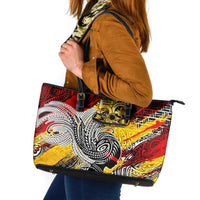 Papua New Guinea 50th Independence Day Leather Tote Bag Celebrate Our History, Inspire Our Future