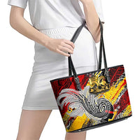 Papua New Guinea 50th Independence Day Leather Tote Bag Celebrate Our History, Inspire Our Future