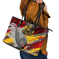 Papua New Guinea 50th Independence Day Leather Tote Bag Celebrate Our History, Inspire Our Future