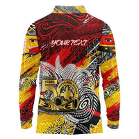 Papua New Guinea 50th Independence Day Long Sleeve Polo Shirt Celebrate Our History, Inspire Our Future