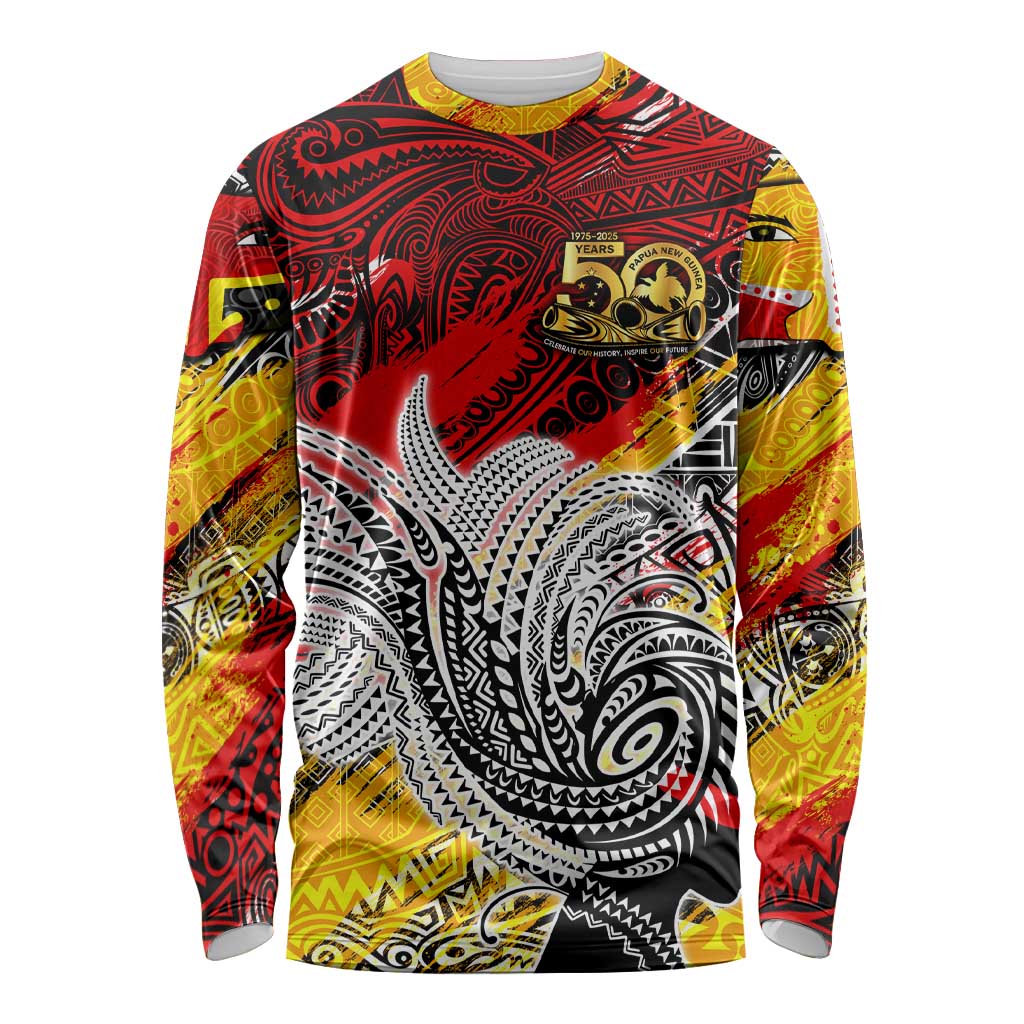 Papua New Guinea 50th Independence Day Long Sleeve Shirt Celebrate Our History, Inspire Our Future