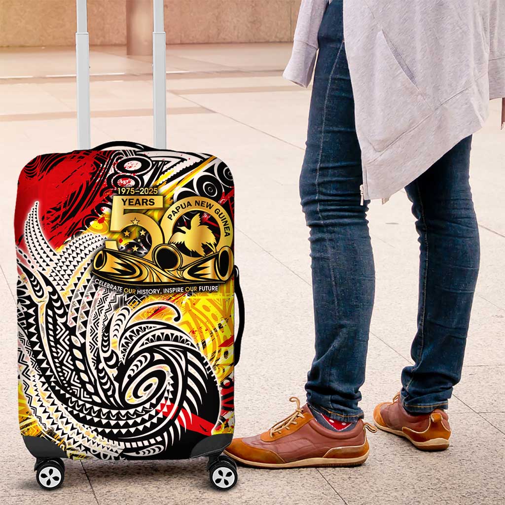 Papua New Guinea 50th Independence Day Luggage Cover Celebrate Our History, Inspire Our Future