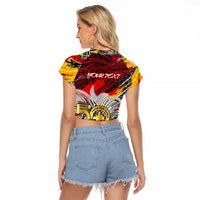 Papua New Guinea 50th Independence Day Raglan Cropped T Shirt Celebrate Our History, Inspire Our Future