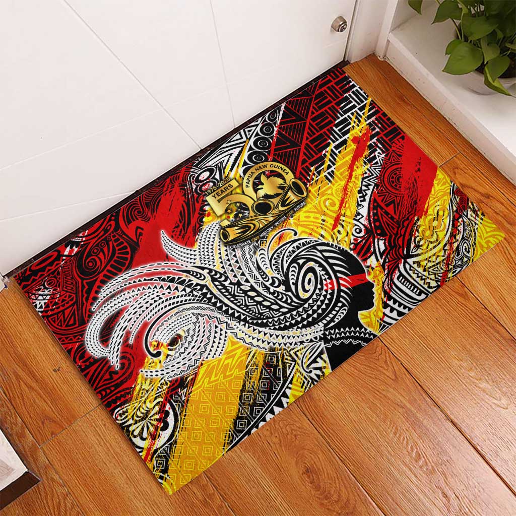 Papua New Guinea 50th Independence Day Rubber Doormat Celebrate Our History, Inspire Our Future