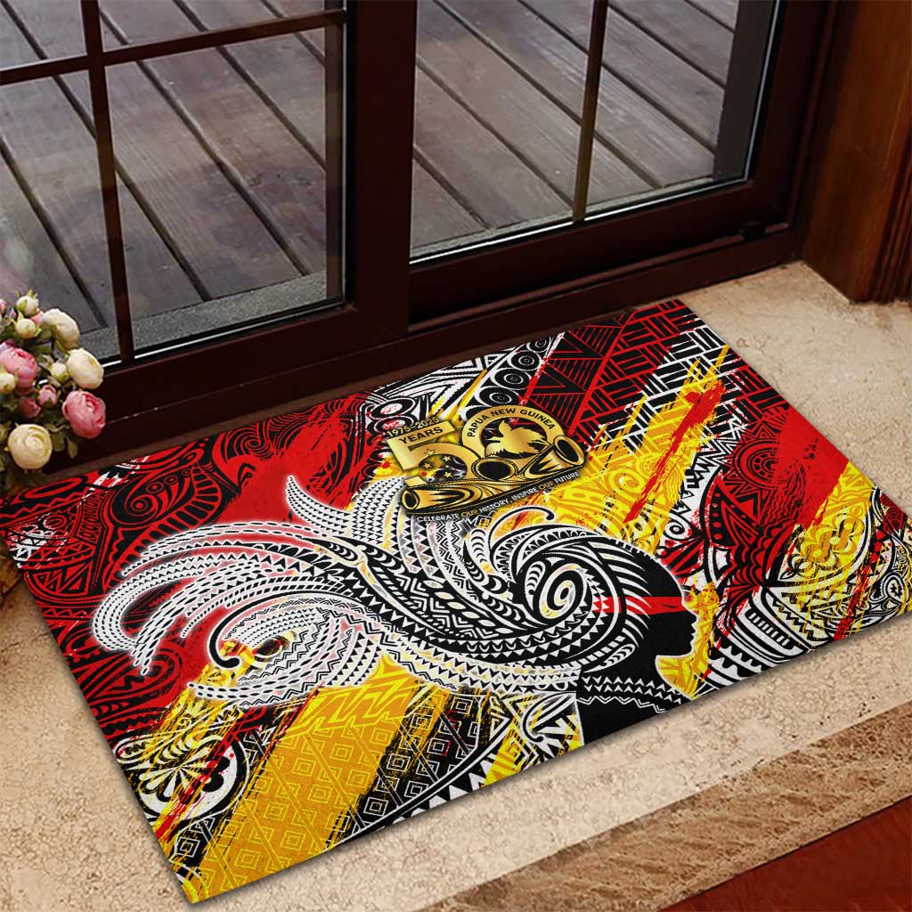 Papua New Guinea 50th Independence Day Rubber Doormat Celebrate Our History, Inspire Our Future