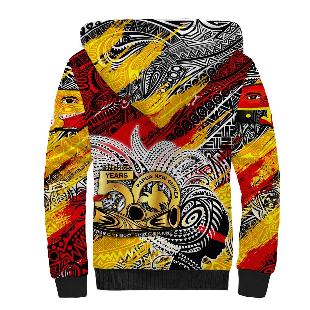 Papua New Guinea 50th Independence Day Sherpa Hoodie Celebrate Our History, Inspire Our Future